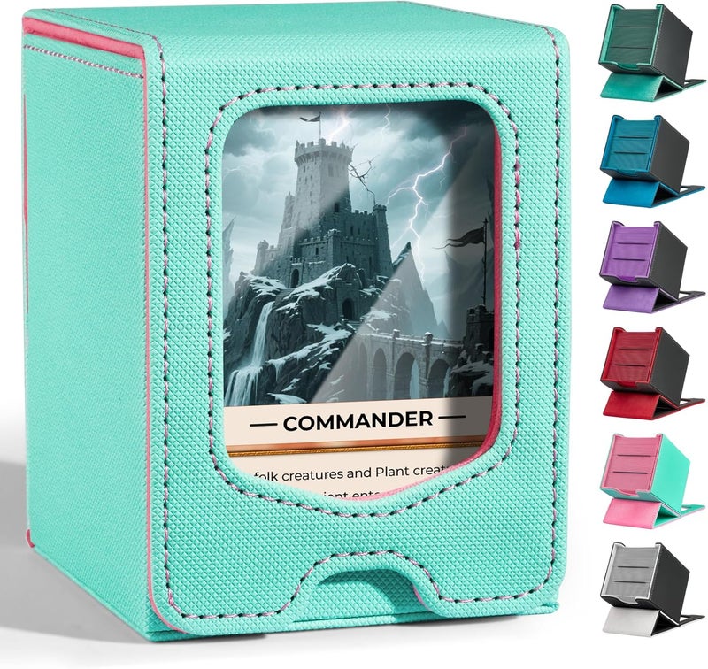 Fabmaker Deck Box Compatible with MTG Commander, (patent Pending) Magnetic Trading Card Storage Box with Commander, Fits 100 Double-Sleeved Cards, Card Box Compatible with Magic the Gathering - Image 1